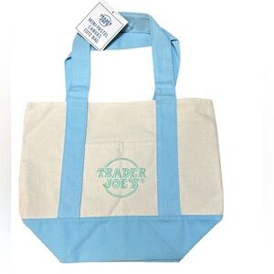 Trader Joe’s mini pastel baby blue Cream Tote Bag